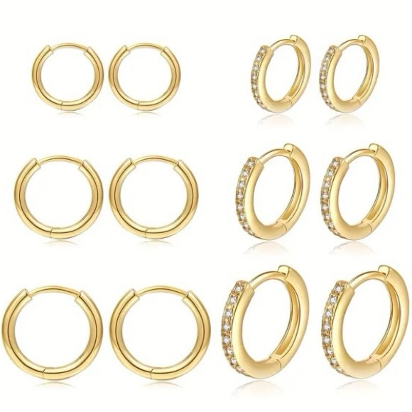 Gold Diamond Hoop Earrings - Picture 2 of 5